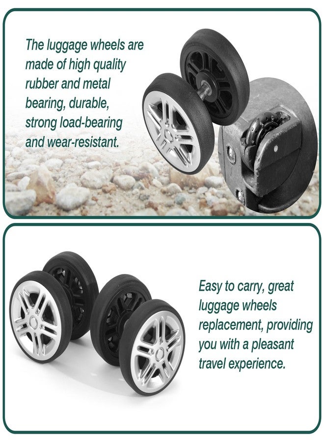 Ech.Apr Luggage Wheels Replacement OD 50mm, 8 Pcs Suitcase Replacement Double-Row Wheels, Wear Resistant Rubber Repair Swivel Casters for Travel, Silver - Image 4